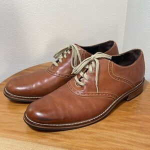 COLE HAAN Drake 5-Eye Plain Toe Oxford Leather Dress Shoes Brown Size 11.5 Men